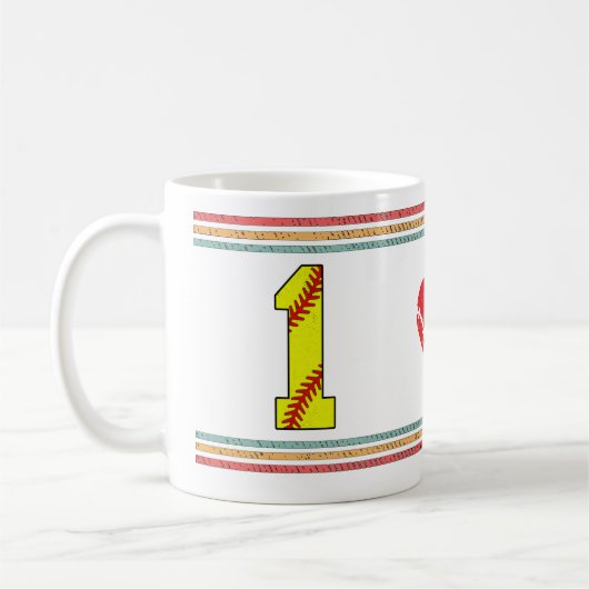 Vintage Retro Softball Number 1 Design Koffiemok (Links)