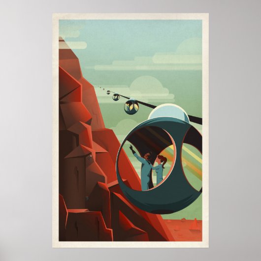 Vintage Retro SpaceX Mars Olympus Mons Poster (Voorkant)