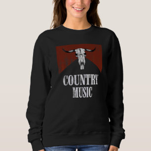 Vintage Retro Stier Schedel Western Country Muziek Trui