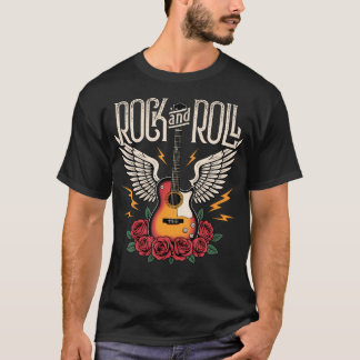 Vintage Retro Stijl 70S 80S Gitaar Met Vleugels T-shirt