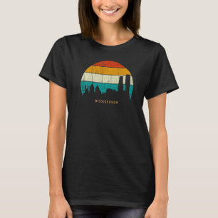Vintage Retro Stijl Canada skyline stadsgezicht Mi T-shirt