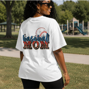 Vintage Retro Stijl Honkbal Moeder, Speler Foto T-shirt