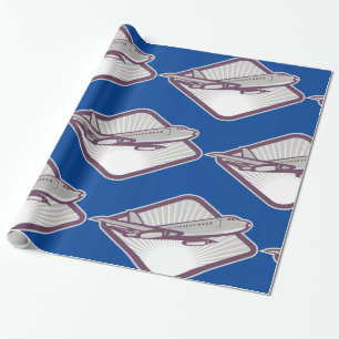 Vintage Retro Straalvliegtuig Luchtvaart Cadeaupapier
