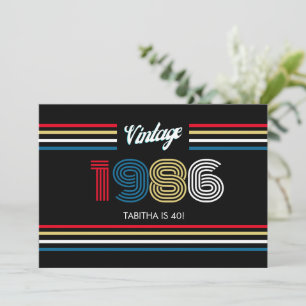 Vintage Retro Streep Primaire Kleuren 1986 Kaart