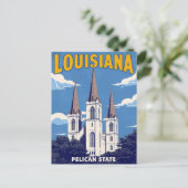 Vintage Retro Style Louisiana St. Louis Cathedral Briefkaart (Staand voorkant)
