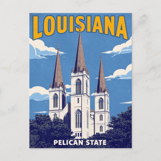 Vintage Retro Style Louisiana St. Louis Cathedral Briefkaart (Voorkant)