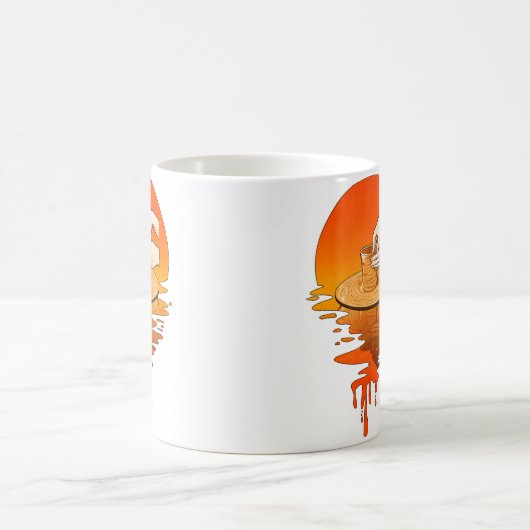 Vintage Retro Style Pottery Koffiemok (Center)