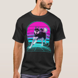 Vintage Retro Sunset Alaskan Klee Kai T-shirt