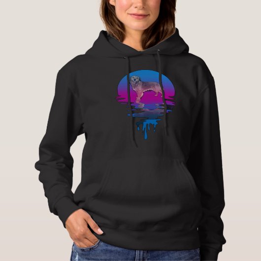Vintage Retro Sunset Golden Retriever Hoodie (Voorkant)