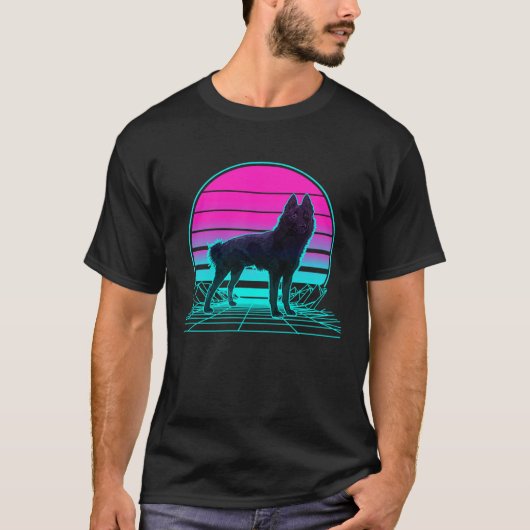 Vintage Retro Sunset Schipperke T-shirt (Voorkant)