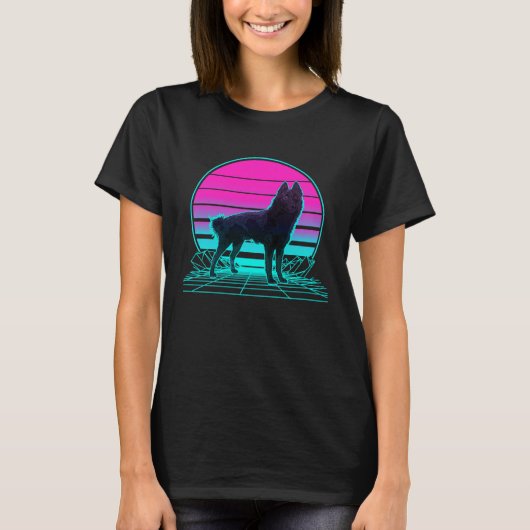 Vintage Retro Sunset Schipperke T-shirt (Voorkant)