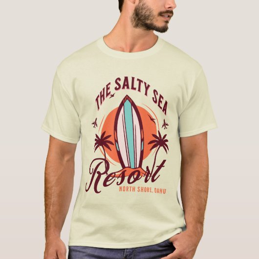 Vintage Retro Surf T-Shirt (Voorkant)