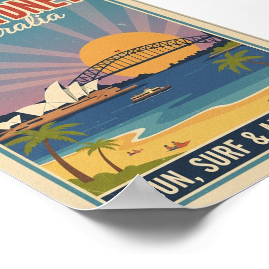 Vintage Retro Sydney Australia Travel Poster (Hoek)