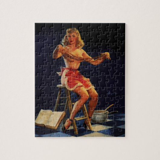Vintage Retro Taffy maker Pinup meisje Legpuzzel (Verticaal)