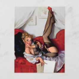 Vintage Retro Telephone Pinup meisje Briefkaart