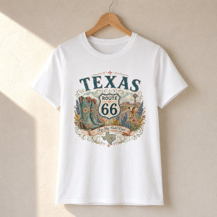 Vintage Retro Texas Mother Road Laarzen Kleding T-shirt