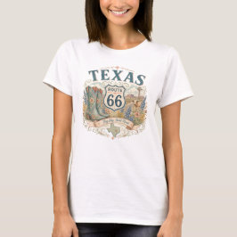 Vintage Retro Texas Mother Road Laarzen Kleding T-shirt