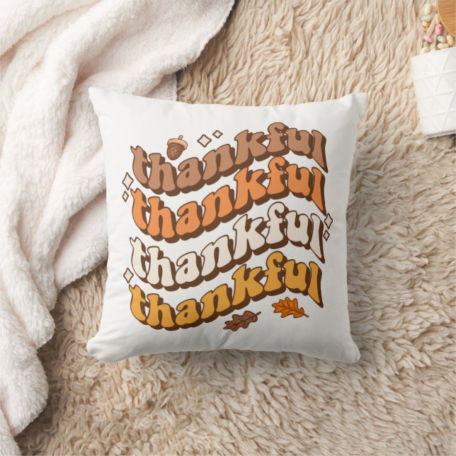 Vintage Retro Thankful Typografie Sierkussen (Deken)