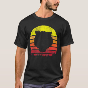 Vintage Retro Tiger Face Silhouette Forest Gra T-shirt
