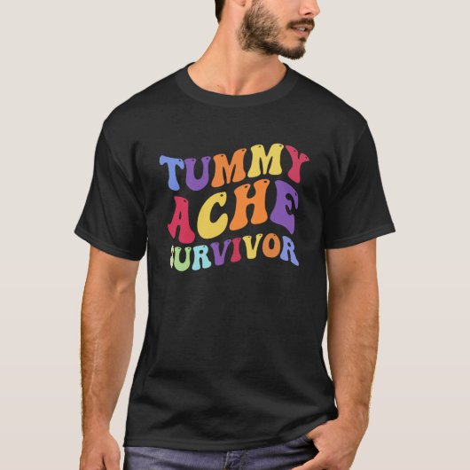 Vintage Retro Tummy Ache Survivor T-shirt (Voorkant)