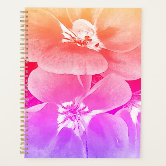 Vintage Retro Uitzicht Tropisch Bloemmotief Planner (Voorkant)