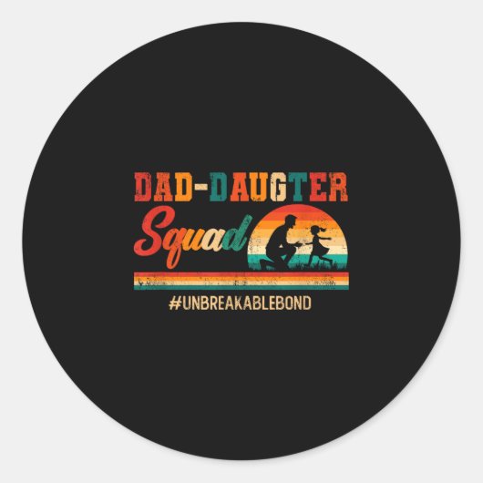 Vintage retro vader dochter team vaderdag ronde sticker (Voorkant)