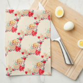 Vintage/Retro Valentijn Cherub Theedoek (Quarter Fold)