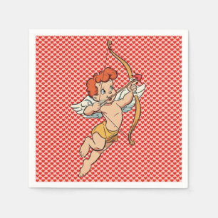 Vintage/retro valentijnsdag cupido servet