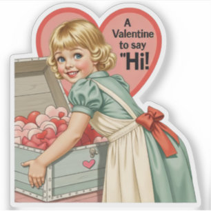 Vintage Retro Valentijnsdag Ouderwetse "Zeg Hallo" Sticker