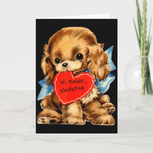 Vintage Retro Valentijnsdag Puppy Hond Valentijn F Kaart
