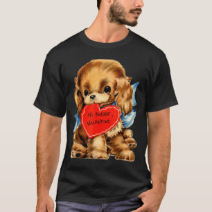 Vintage Retro Valentijnsdag Puppy Hond Valentijn F T-shirt