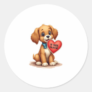 Vintage Retro Valentijnsdag Puppy Hond Valentijn  Ronde Sticker