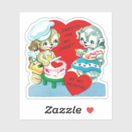 Vintage Retro Valentine Dog Puppy Sweets for Sweet Sticker