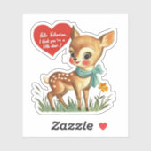 Vintage Retro Valentine Little Deer Pun Sticker (Vel)