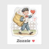 Vintage Retro Valentine Postal Service Mail  Sticker (Vel)