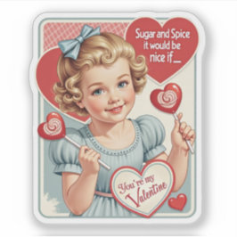 Vintage Retro Valentine Sugar and Spice Sticker