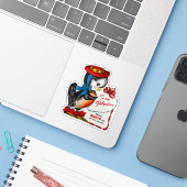 Vintage Retro Valentine's Day Robin Bird Valentine Sticker (Laptop met iPhone)