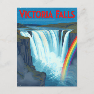 Vintage Retro Victoria Watervallen Regenboog Reize Briefkaart