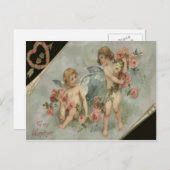 Vintage Retro Victoriaans Cherubs Valentijn Kaart (Voorkant / Achterkant)