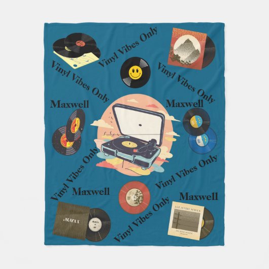 vintage retro vinyl Fleece Blanket (Voorkant)