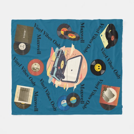 vintage retro vinyl Fleece Blanket (Voorkant (Horizontaal))
