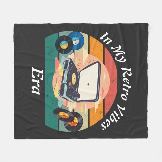 vintage retro vinyl Fleece Blanket (Voorkant (Horizontaal))
