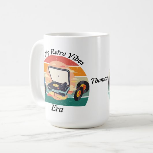 vintage retro vinyl Mug Koffiemok (Voorkant links)
