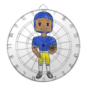 vintage retro voetballer blauw geel eenvoudig dartbord