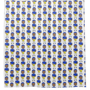 vintage retro voetballer blauw geel eenvoudig   douchegordijn