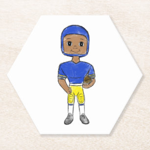 vintage retro voetballer blauw geel eenvoudig   kartonnen onderzetters
