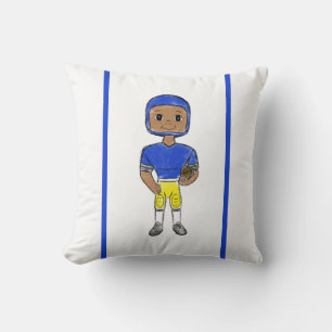 vintage retro voetballer blauw geel eenvoudig kussen