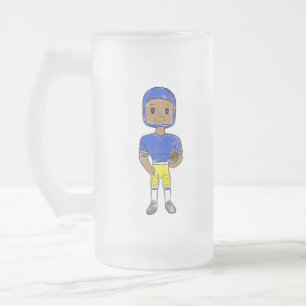 vintage retro voetballer blauw geel eenvoudig   matglas bierpul
