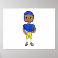 vintage retro voetballer blauw geel eenvoudig