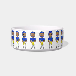 vintage retro voetballer blauw geel eenvoudig voerbakje